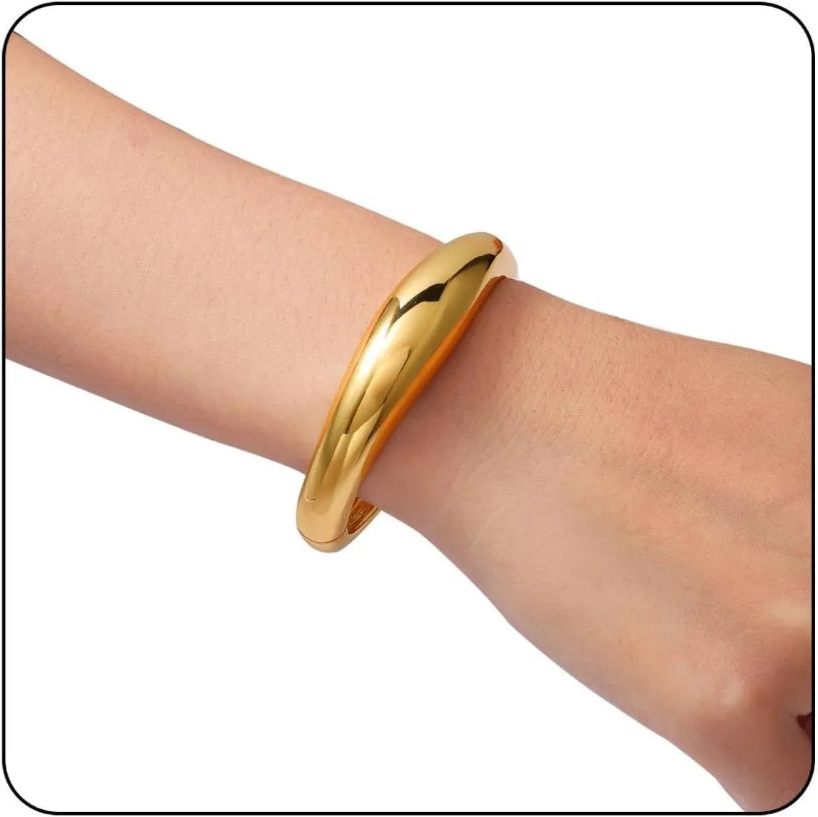 MILAKOO Chunky Bangle Irregular Minimalist Womens Bracelet Trendy Hinged Wide Thick Wrist Cuff