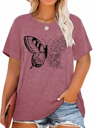 MK Shop Limited Plus Size Tops for Women Cute Vintage Graphic Tee Sunrise Camping Funny Print Casual Nature Travel Shirt
