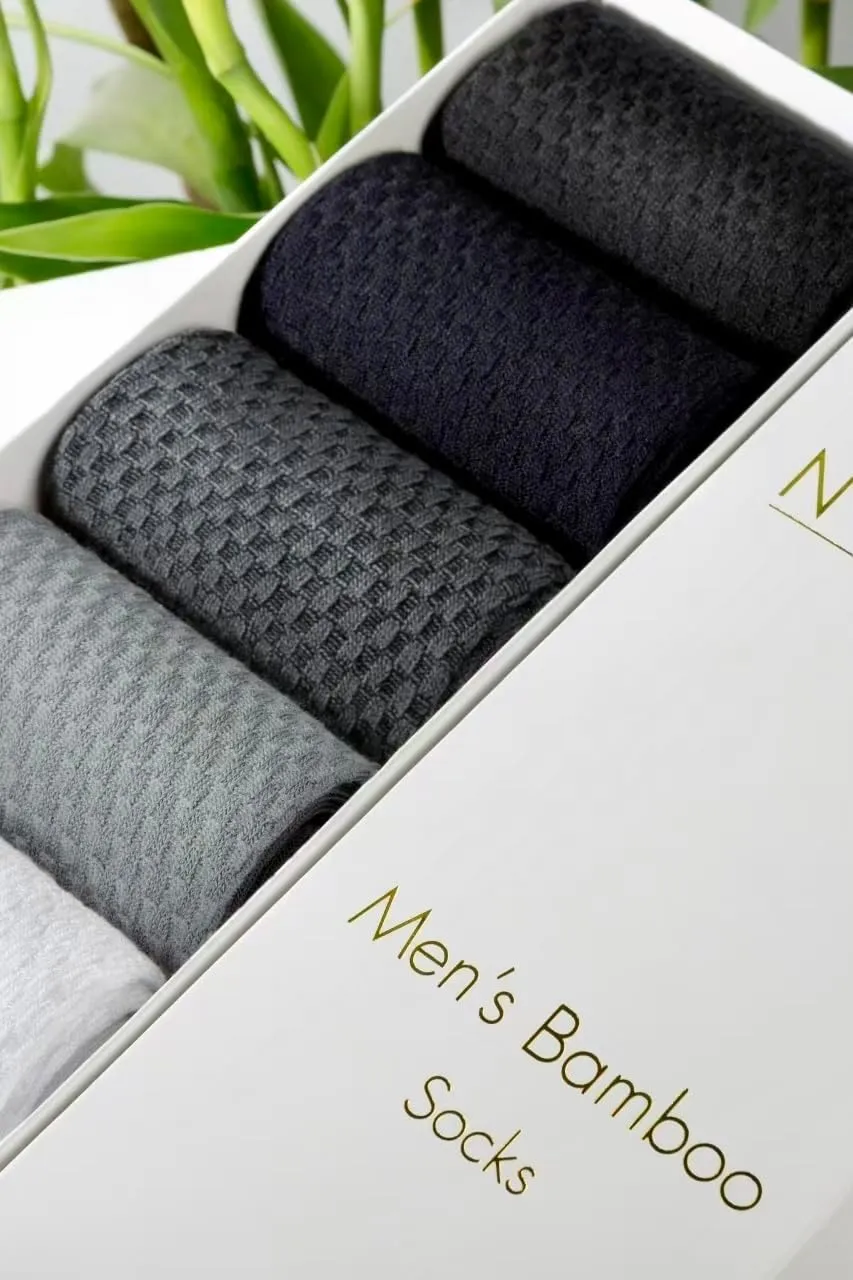 NUDUS UNDERWEAR Men??s Bamboo Rayon Ankle Quarter Dress Socks 5-Pair Gift Box, Premium Quality