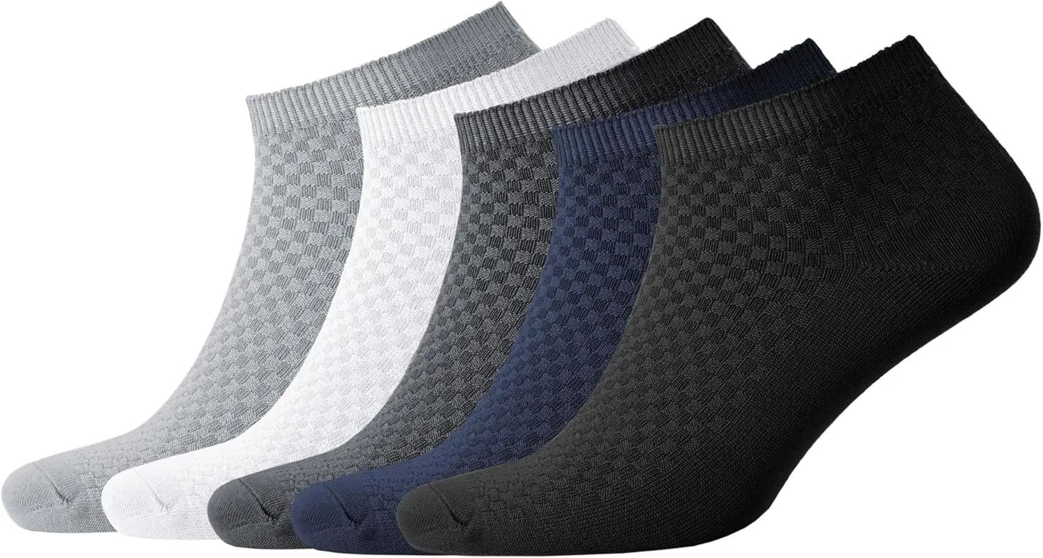 NUDUS UNDERWEAR Men??s Bamboo Rayon Ankle Quarter Dress Socks 5-Pair Gift Box, Premium Quality