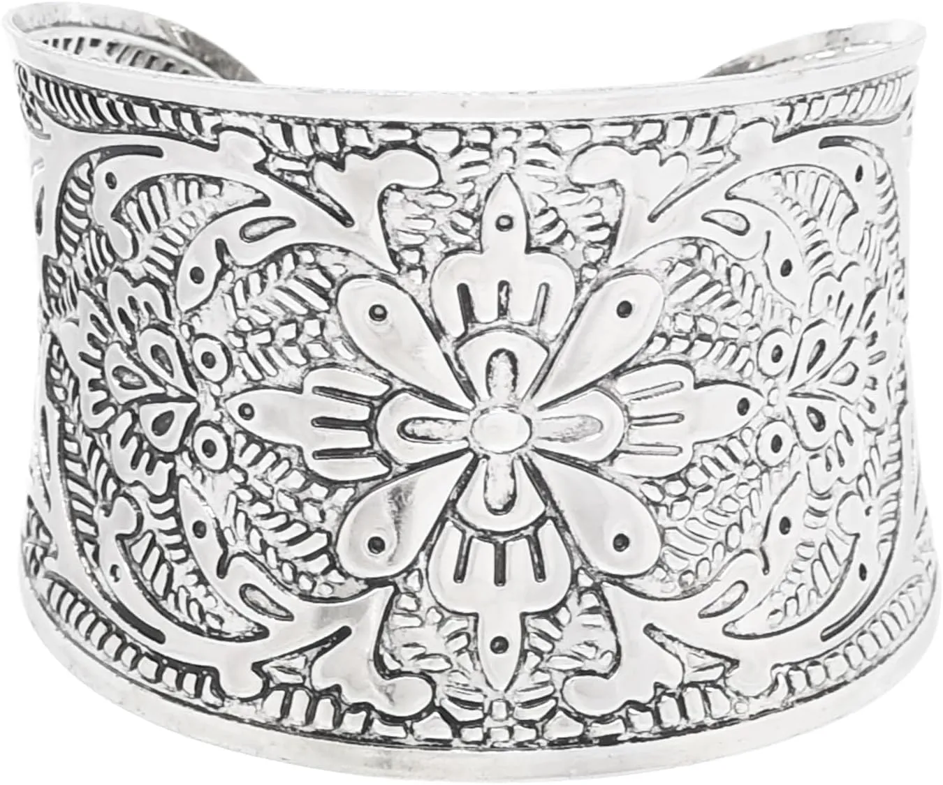 OIDIMS Bohemian Flower Cuff Bracelet for Women Vintage Gypsy Wide Bangle Open Wrap Wrist Jewelry Exaggerated Statement Arm Cuff Boho Punk Jewelry for Best Friend