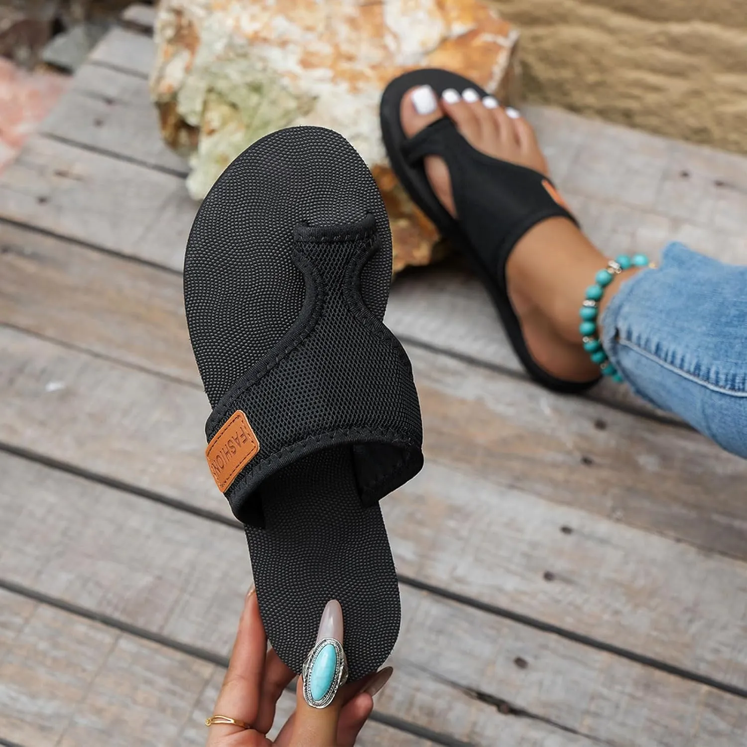 Orthopedic Sandals for Women Arch Support Walking Mesh Flip Flops Comfortable Breathable Flipflops Beach Slip on Shoes Indoor Outdoor Hollow Slide 2025 Vacation Wedge Summer Slippers