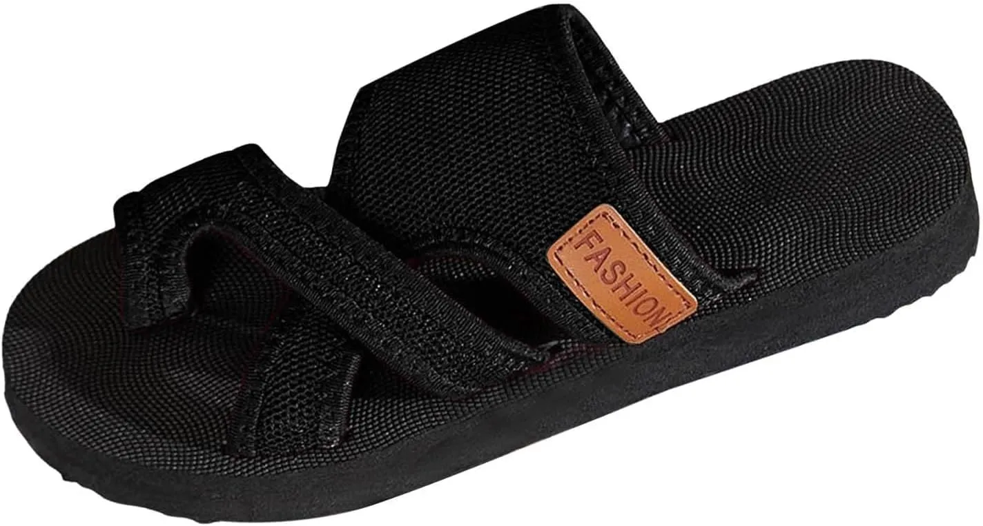 Orthopedic Sandals for Women Extra Wide Beach Flat Shoes Breathable Hollow Mesh Slide Sandals Walking Flip Flops Casual Summer Shoes with Comfortable Plantar Fasciitis Arch Support Slip On Sandal
