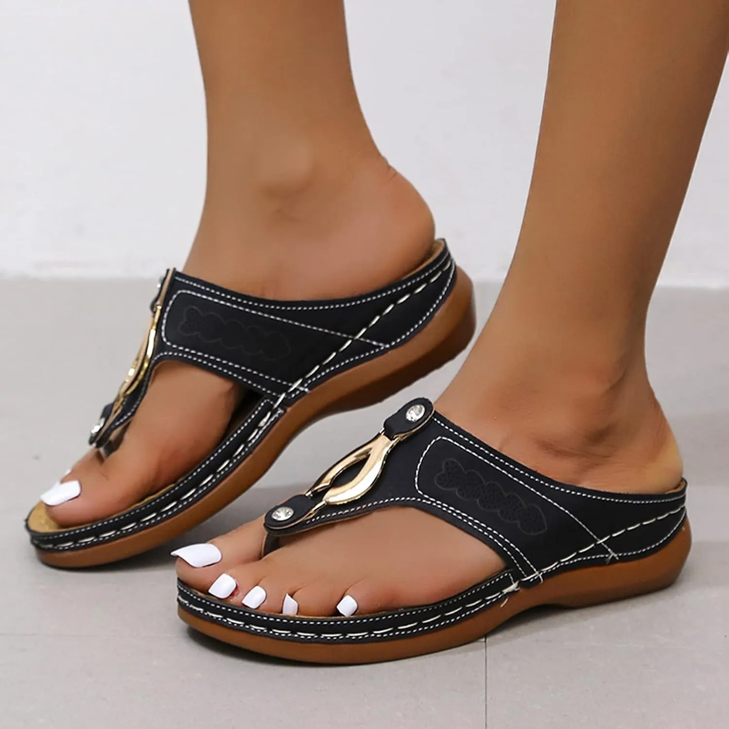 Orthopedic Wedge Sandals for Women Summer Dressy 2025 Flat Open Toe Platform Sandals Casual Slip on Dress Shoes