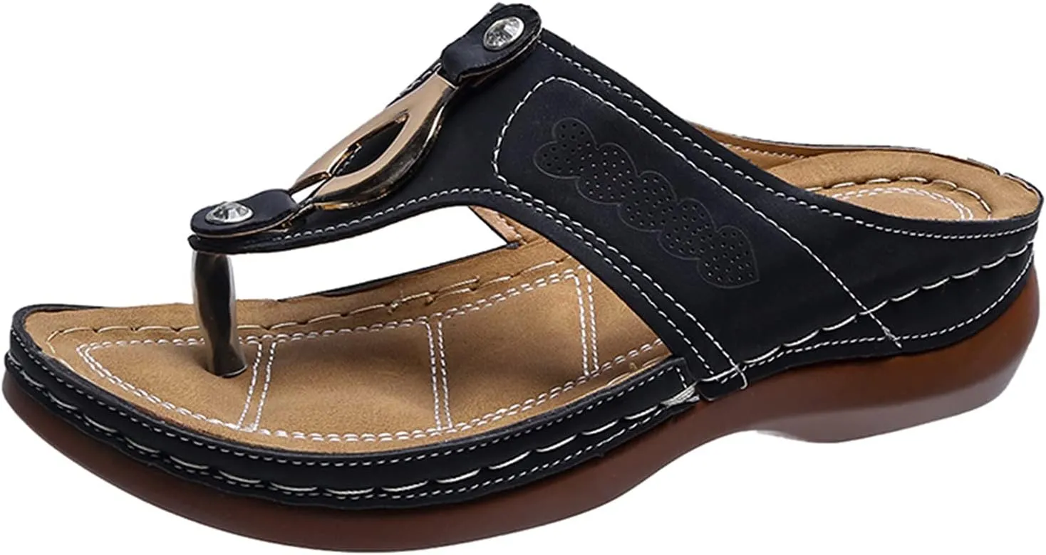 Orthopedic Wedge Sandals for Women Summer Dressy 2025 Flat Open Toe Platform Sandals Casual Slip on Dress Shoes