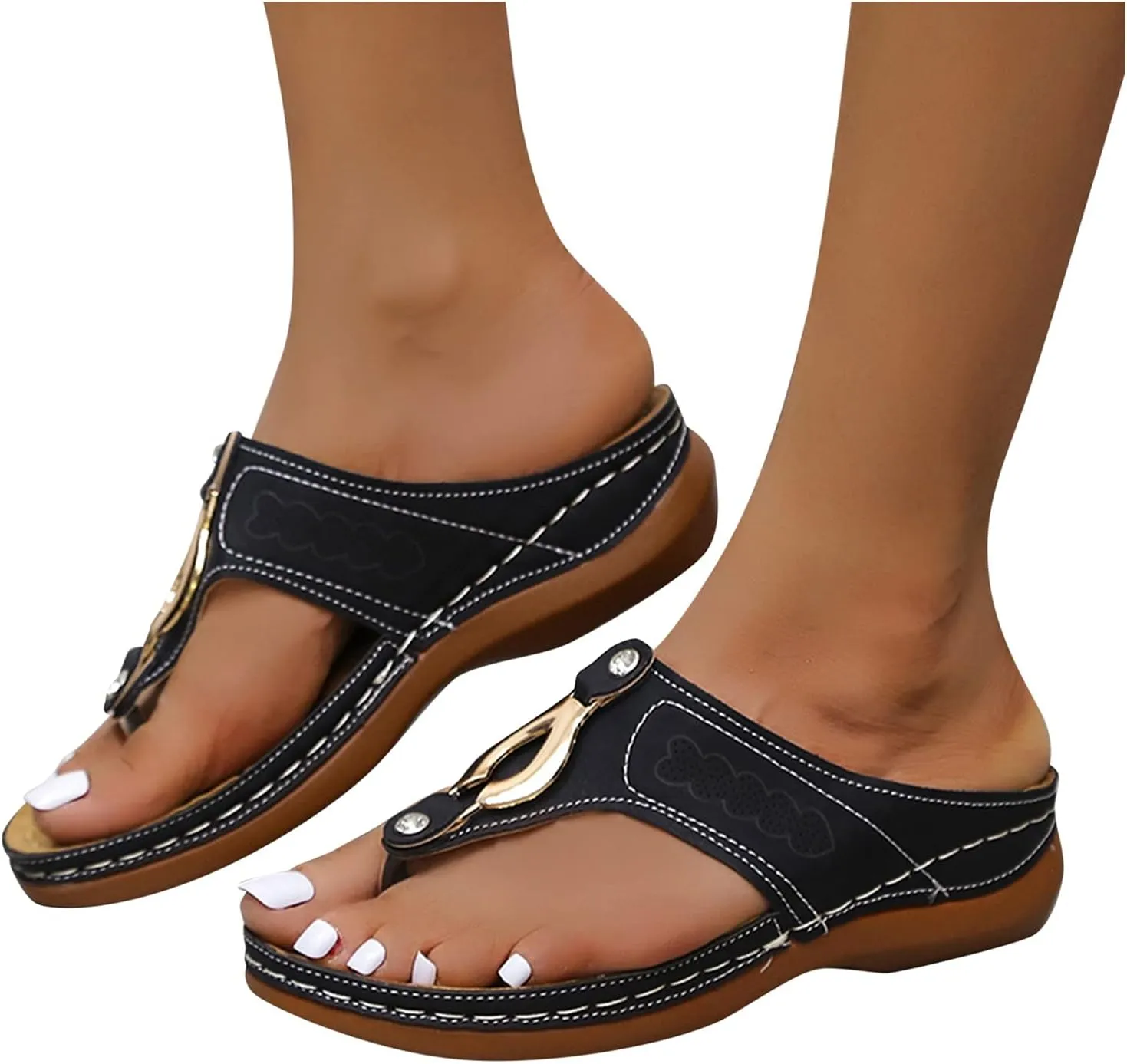 Orthopedic Wedge Sandals for Women Summer Dressy 2025 Flat Open Toe Platform Sandals Casual Slip on Dress Shoes