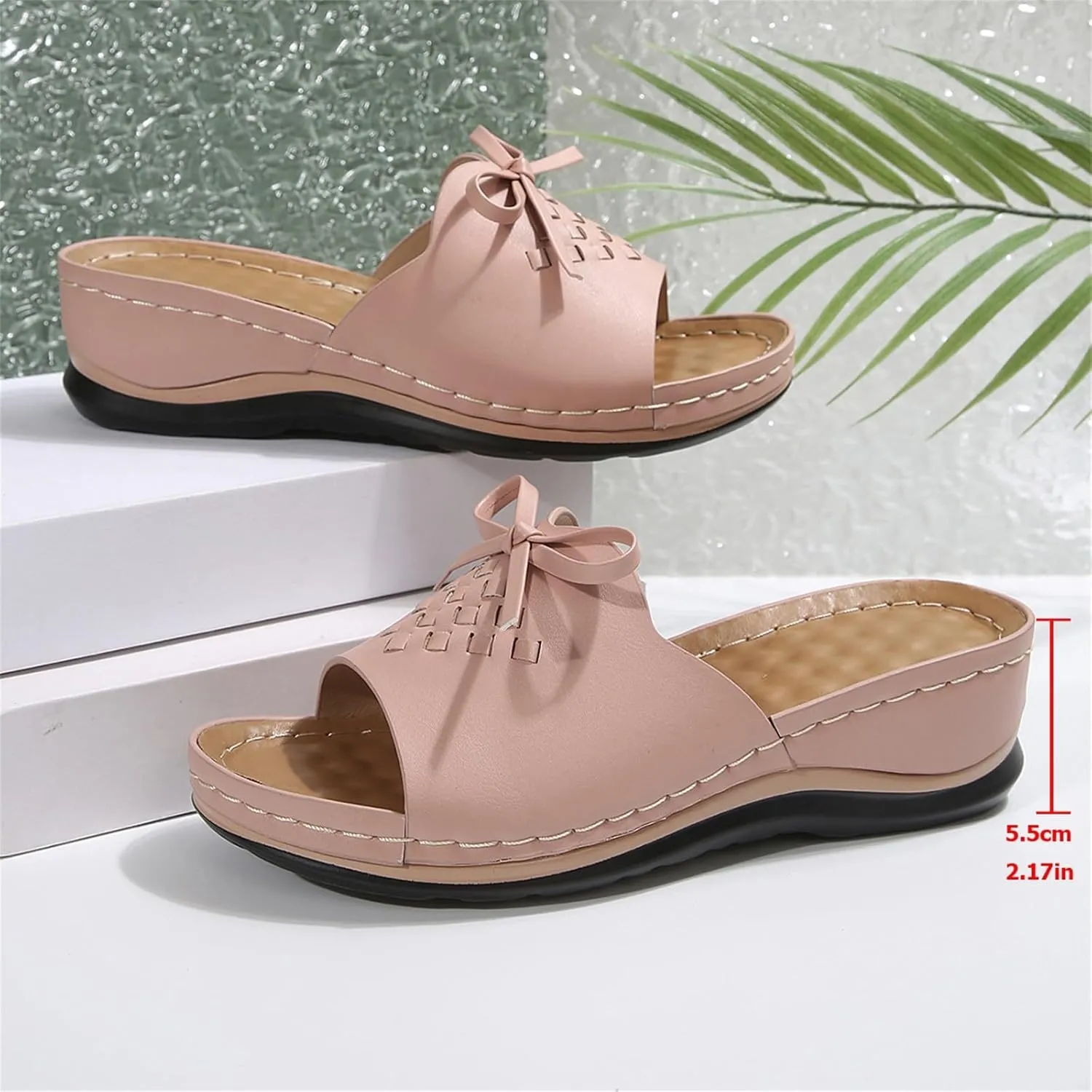 Orthopedic Wedge Sandals for Women Summer Dressy Flat Sandal Open Toe Slip on Sandals Casual Comfortable Beach Outdoor Dress Shoes