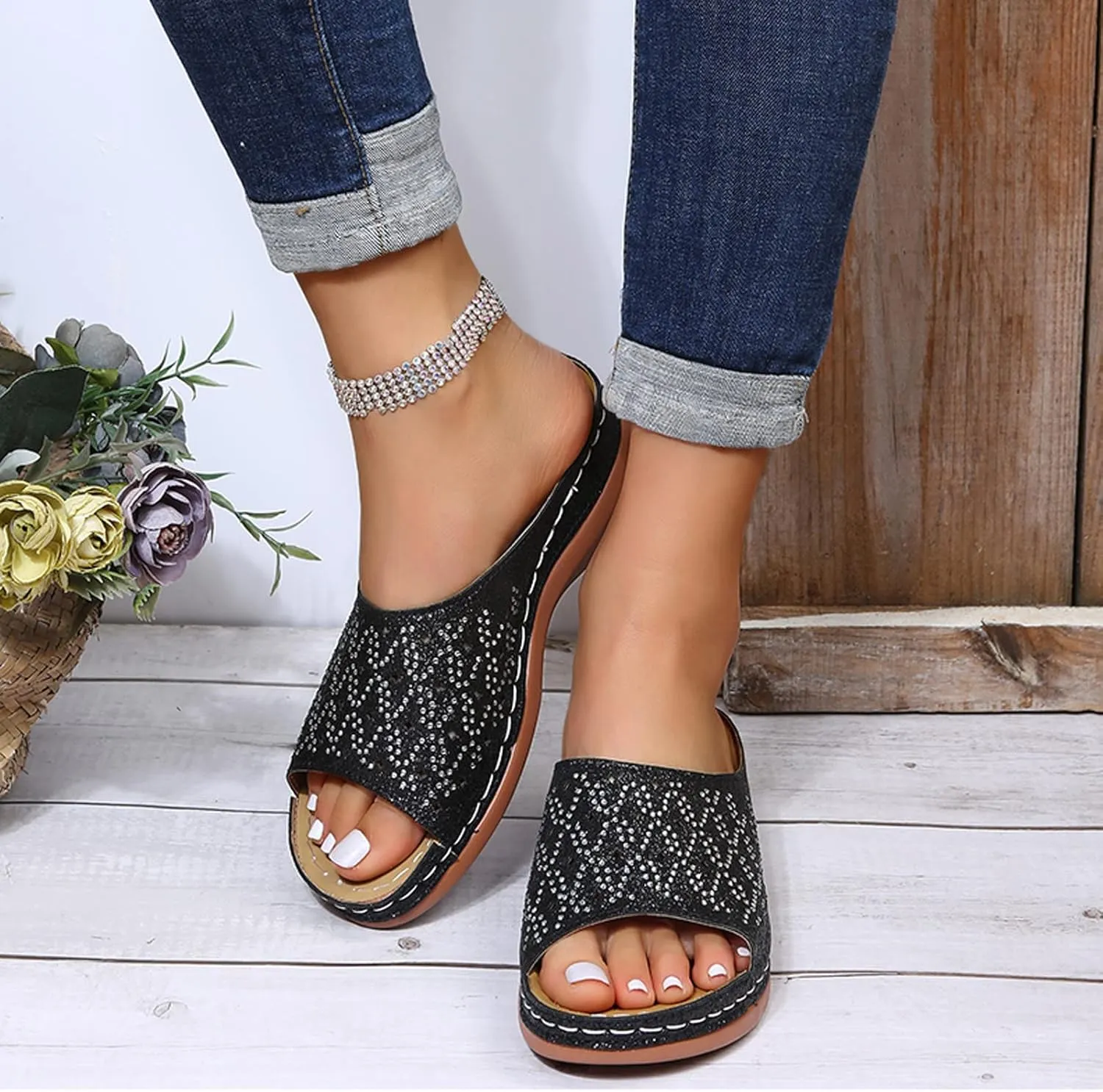 Orthotic Slippers with Heel Orthopedic Women's Athletic & Outdoor Sandals & Slides Orthopedic Travel Sandals Orthopedic Ladies Dressy Sandals Orthopedic Slide Sandals for Women with Arch Support