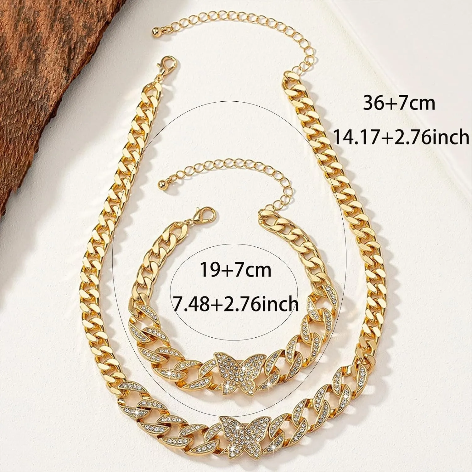 Otxas Chunky Gold Necklace for Women Chunky Heart Necklace and Bracelets Set Puffy Heart Necklace Silver Chunky Necklaces for Women Gold Jewelry Set