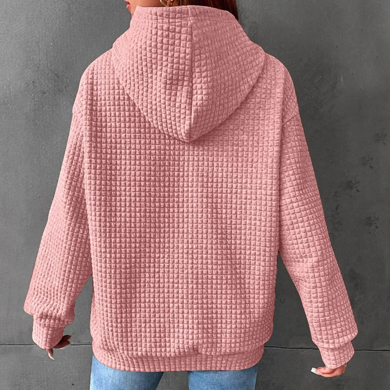 Oversized Hoodies For Women Waffle Knit Sweatshirts Winter Tops Pullover Sweaters With Pockets