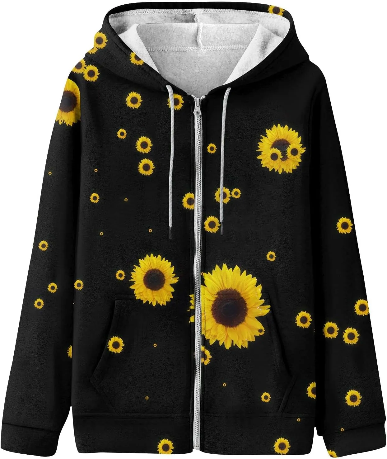 Oversized Sweatshirt For Women,Womens Casual Print Zip Up Hoodie Trendy Long Sleeve Sweatshirt With Pockets