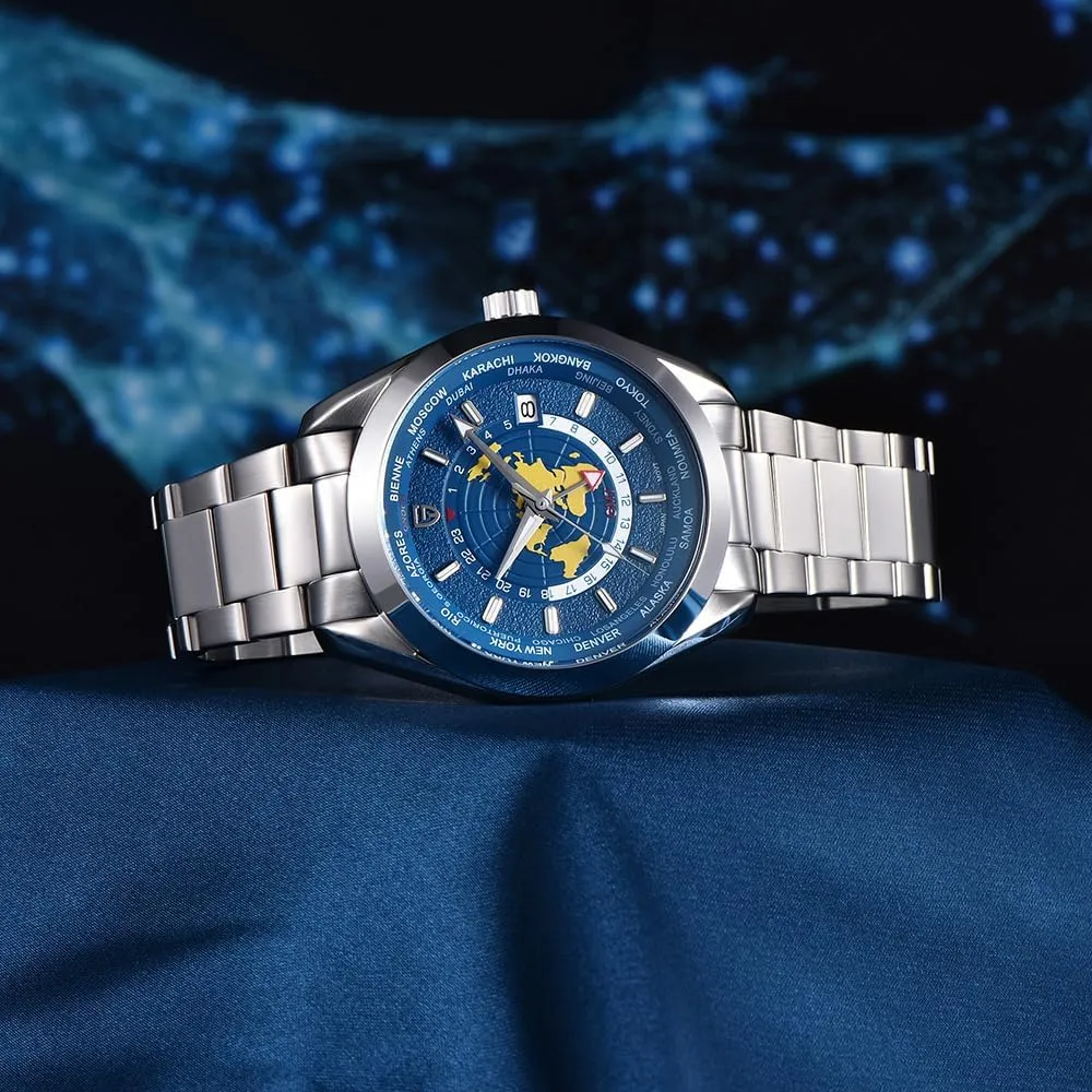 Pagani Design PD1788 Luxury Men's Automatic Watch Dual Time Zone NH34 GMT Movement Stainless Steel Strap Waterproof Luminous Multifunctional Men's Mechanical Watches