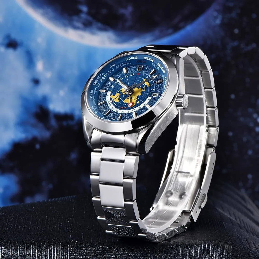 Pagani Design PD1788 Luxury Men's Automatic Watch Dual Time Zone NH34 GMT Movement Stainless Steel Strap Waterproof Luminous Multifunctional Men's Mechanical Watches