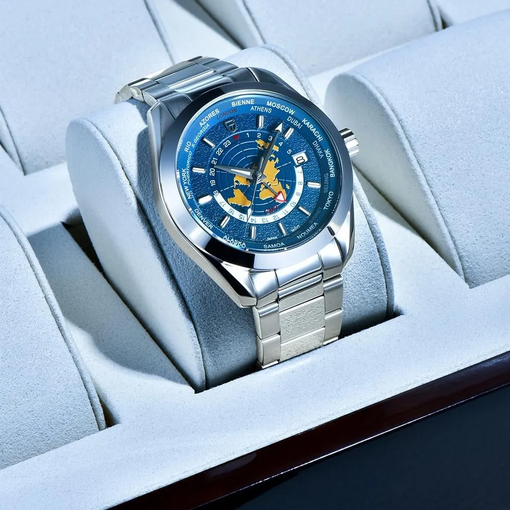 Pagani Design PD1788 Luxury Men's Automatic Watch Dual Time Zone NH34 GMT Movement Stainless Steel Strap Waterproof Luminous Multifunctional Men's Mechanical Watches