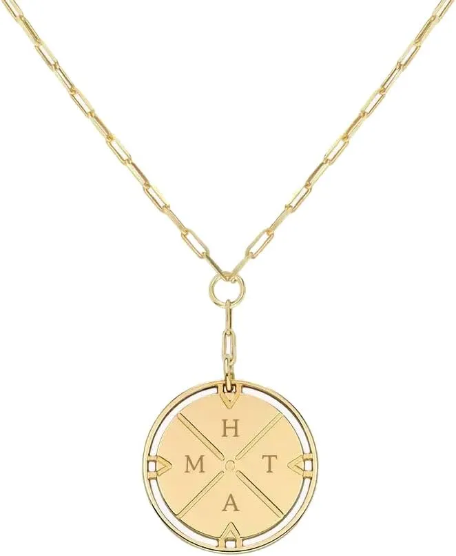 PALTIERO - PANTHEON PERSONALIZED INITIAL COMPASS NECKLACES IN 14K SOLID GOLD
