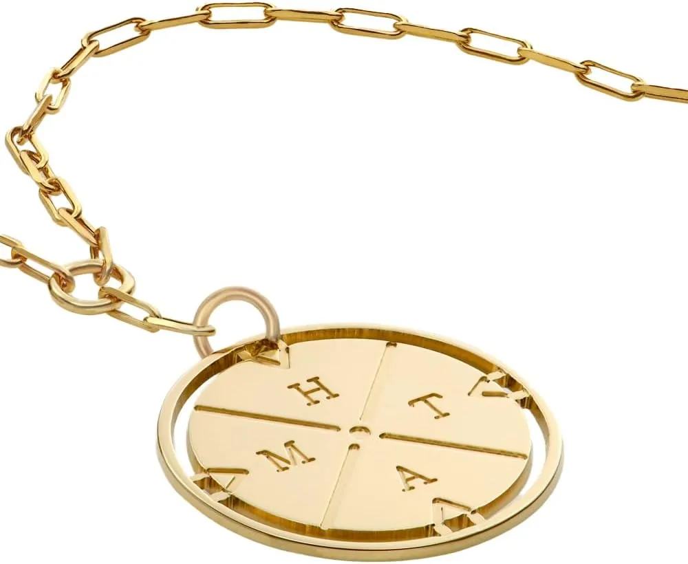 PALTIERO - PANTHEON PERSONALIZED INITIAL COMPASS NECKLACES IN 14K SOLID GOLD