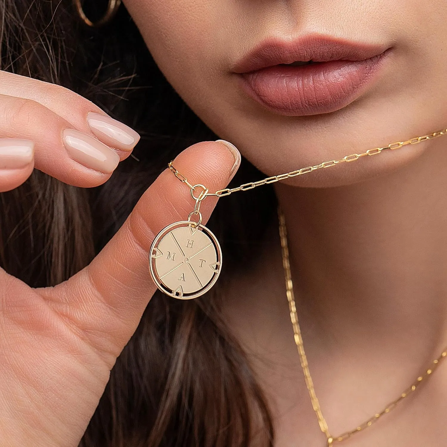 PALTIERO - PANTHEON PERSONALIZED INITIAL COMPASS NECKLACES IN 14K SOLID GOLD