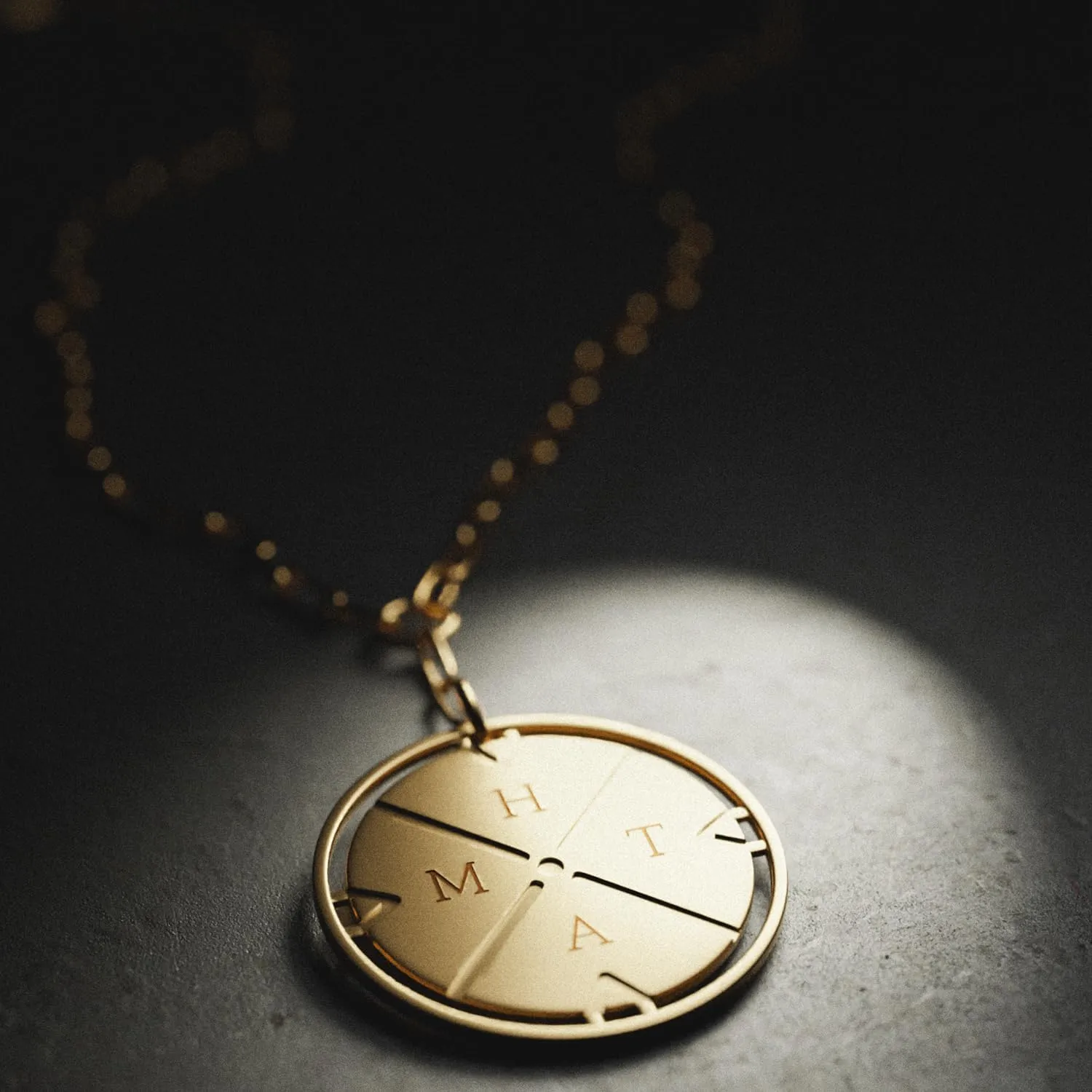 PALTIERO - PANTHEON PERSONALIZED INITIAL COMPASS NECKLACES IN 14K SOLID GOLD