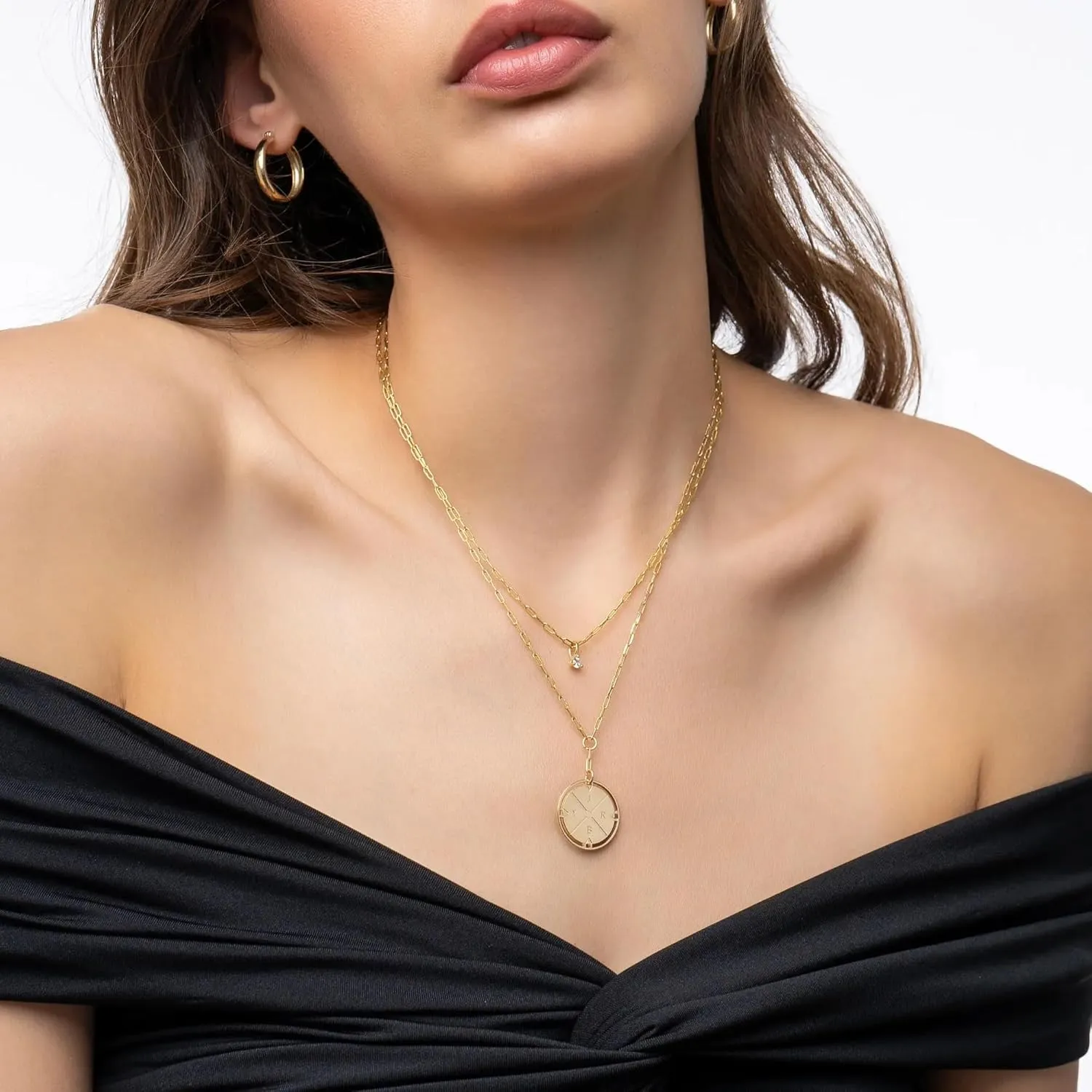 PALTIERO - PANTHEON PERSONALIZED INITIAL COMPASS NECKLACES IN 14K SOLID GOLD