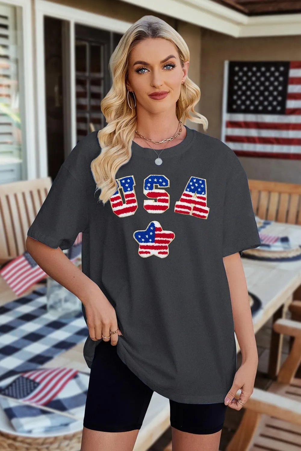 Party in The USA T-Shirt Women 4th of July Independence Day Shirts Funny Patriontic Graphic Short Sleeve Tee Tops