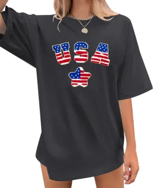 Party in The USA T-Shirt Women 4th of July Independence Day Shirts Funny Patriontic Graphic Short Sleeve Tee Tops