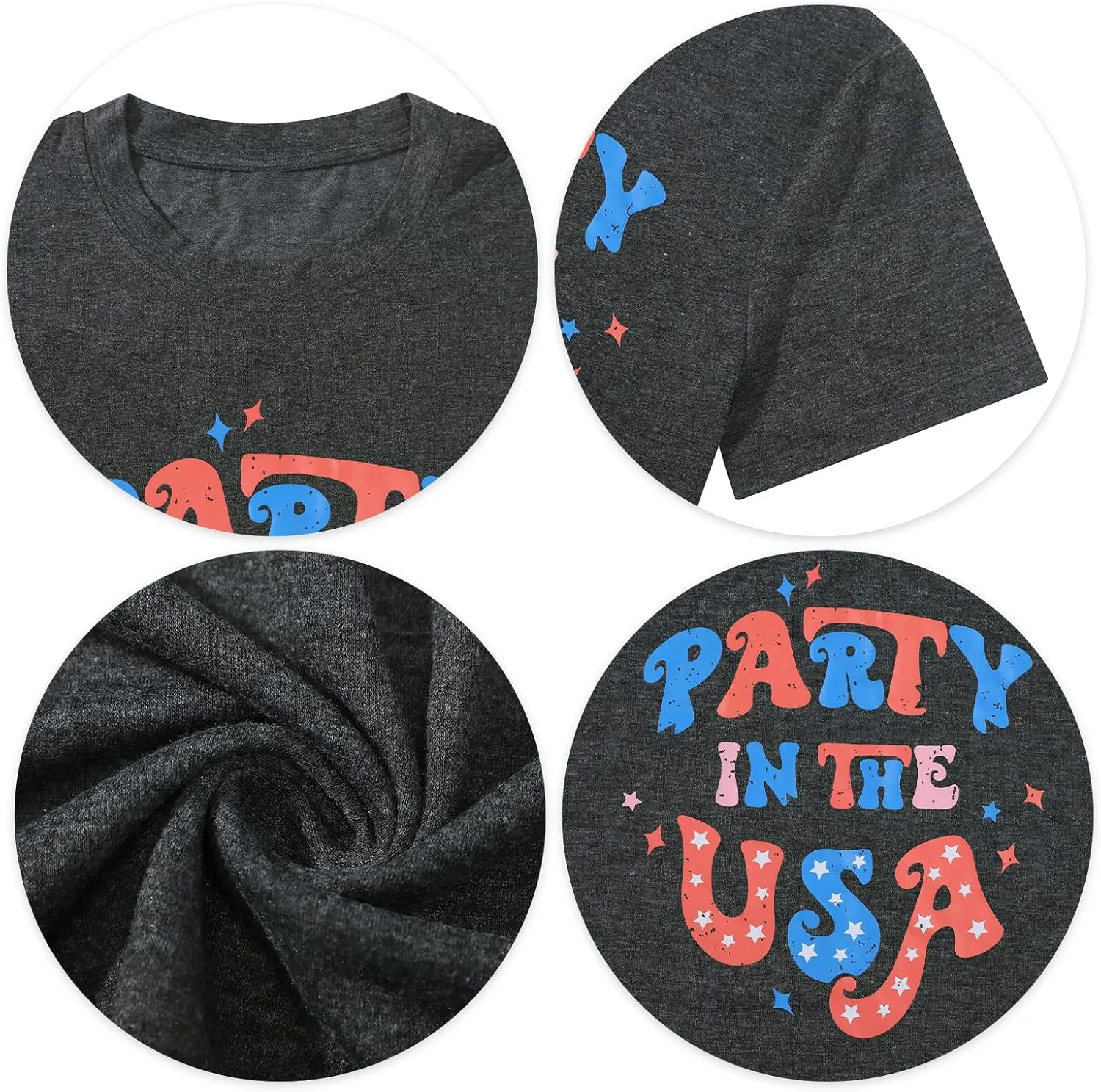 Party in The USA T-Shirt Women 4th of July Independence Day Shirts Funny Patriontic Graphic Short Sleeve Tee Tops