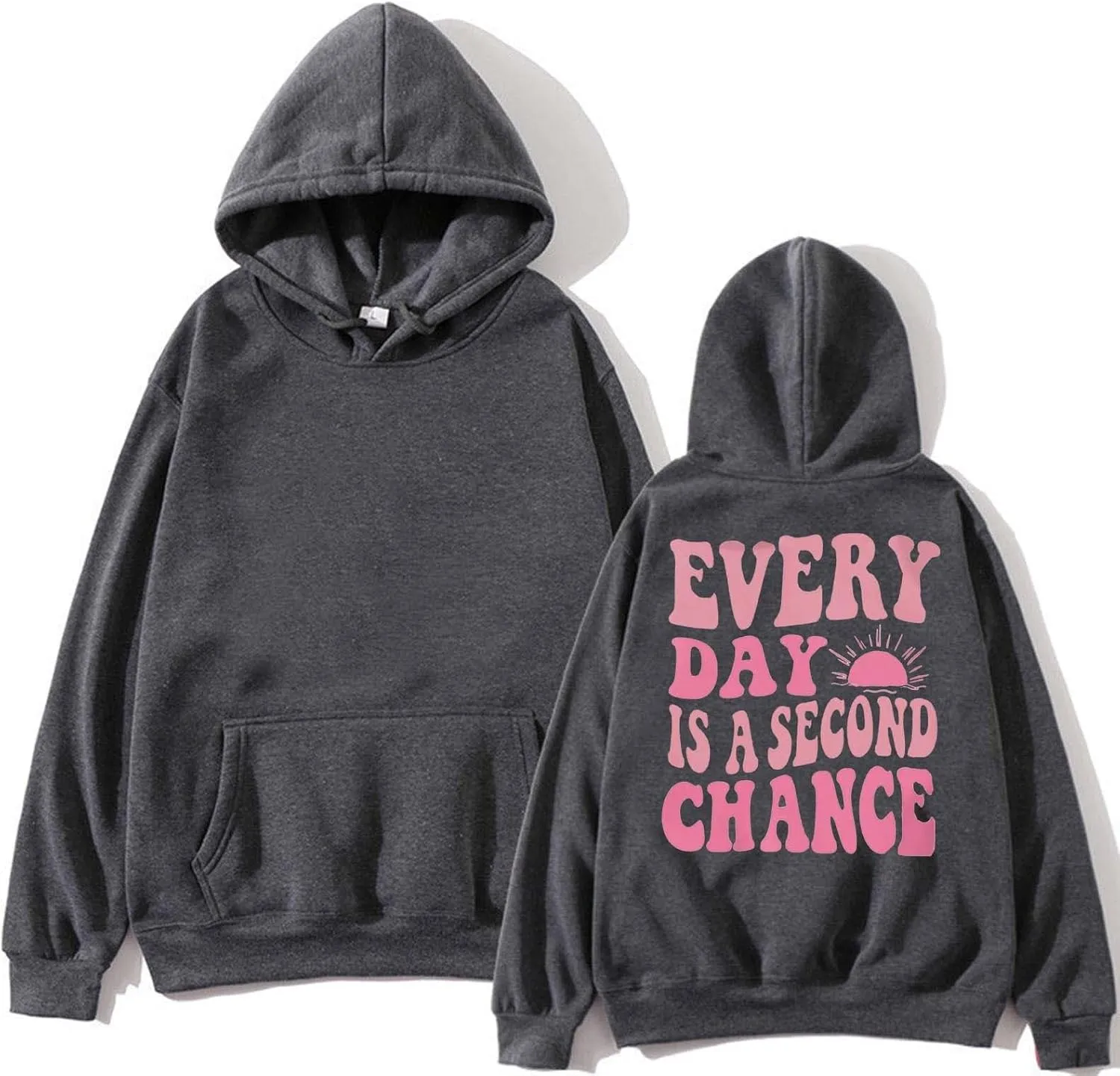 Pink Hoodies for Women Latter Print Oversized Long Sleeve Casual Pullover with Pocket Sweater 2024 Fall Sweatshirt Y2K
