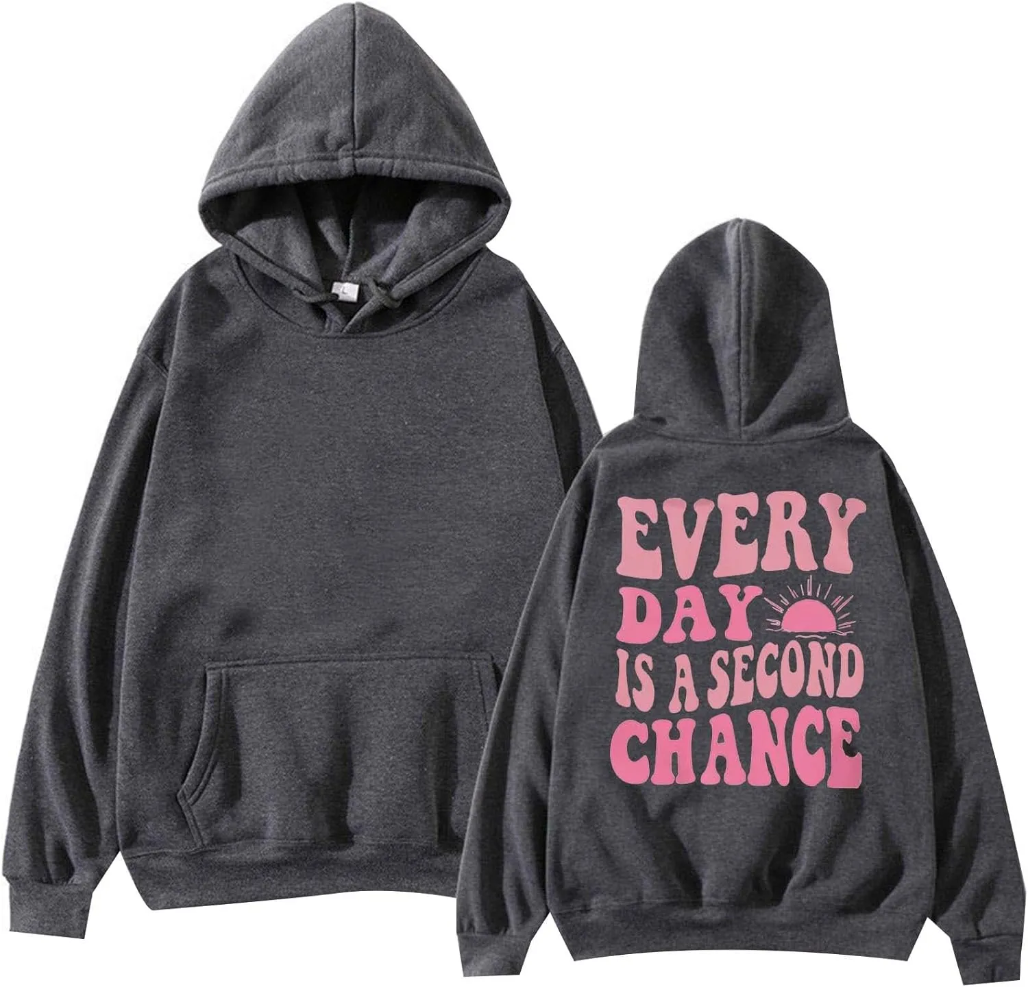 Pink Hoodies for Women Latter Print Oversized Long Sleeve Casual Pullover with Pocket Sweater 2024 Fall Sweatshirt Y2K