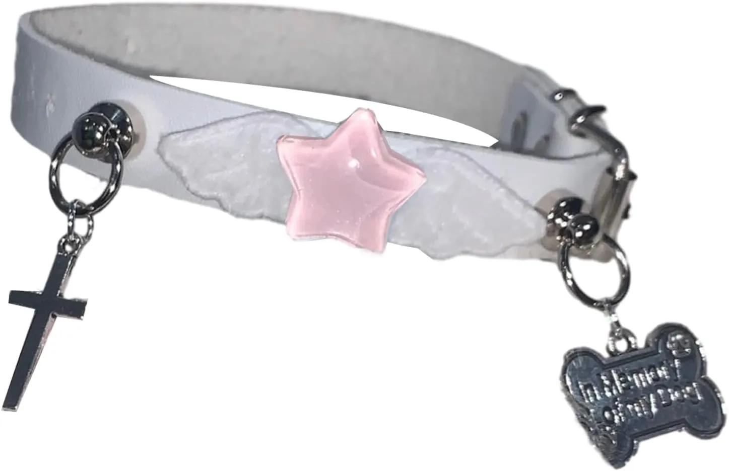 Pink-Punk Spike-Rivet Choker Collar Necklace For Women Steampunk-Pentagram Cross-Neck Strap Cosplay Gothic Jewelry