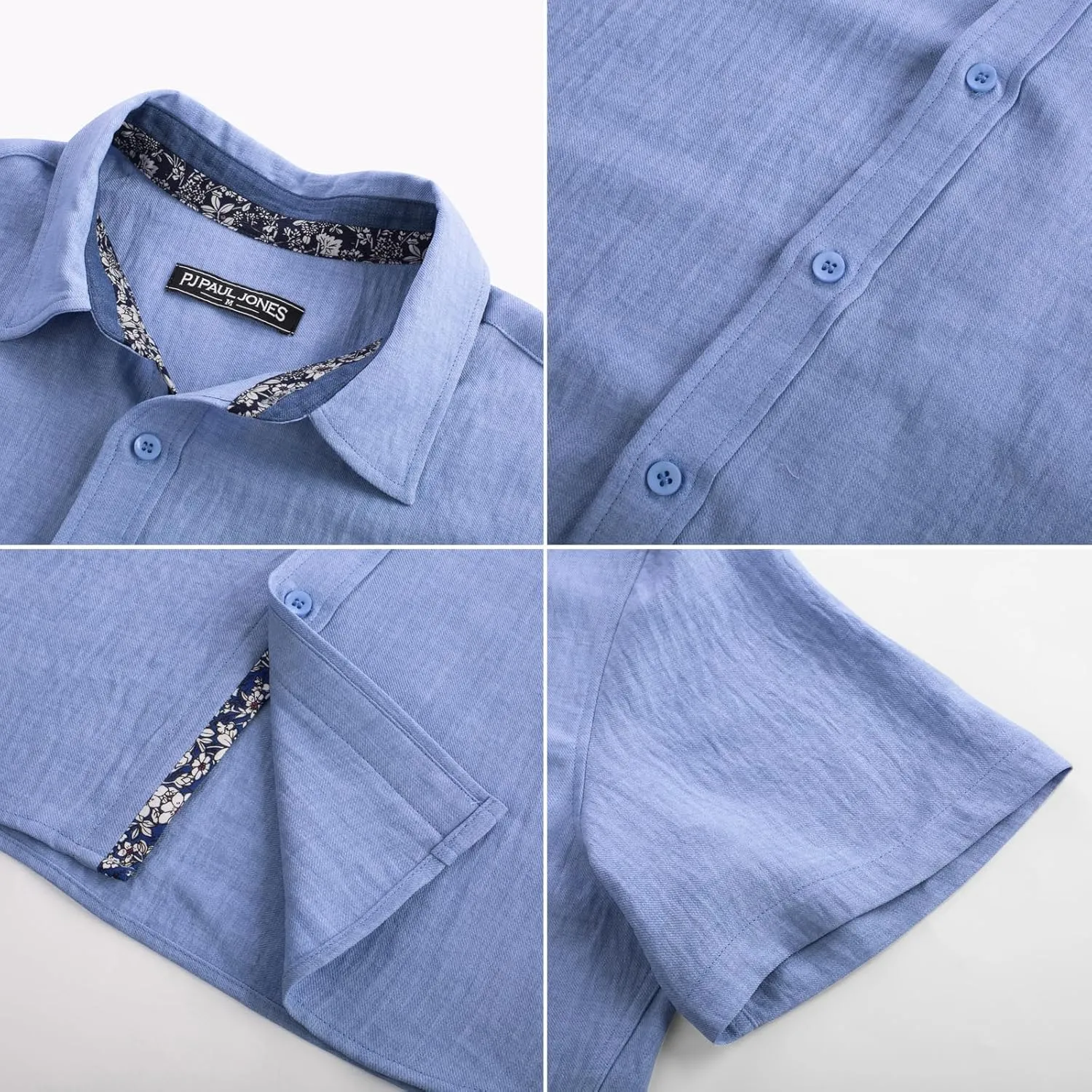 PJ PAUL JONES Mens Short Sleeve Button Down Shirts Casual Beach Summer Vacation Shirts