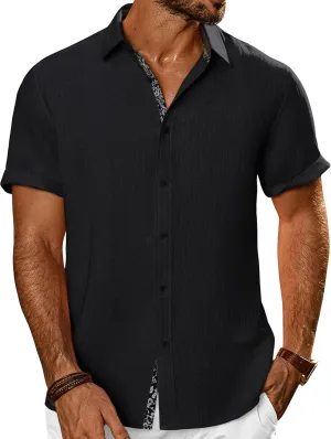 PJ PAUL JONES Mens Short Sleeve Button Down Shirts Casual Beach Summer Vacation Shirts