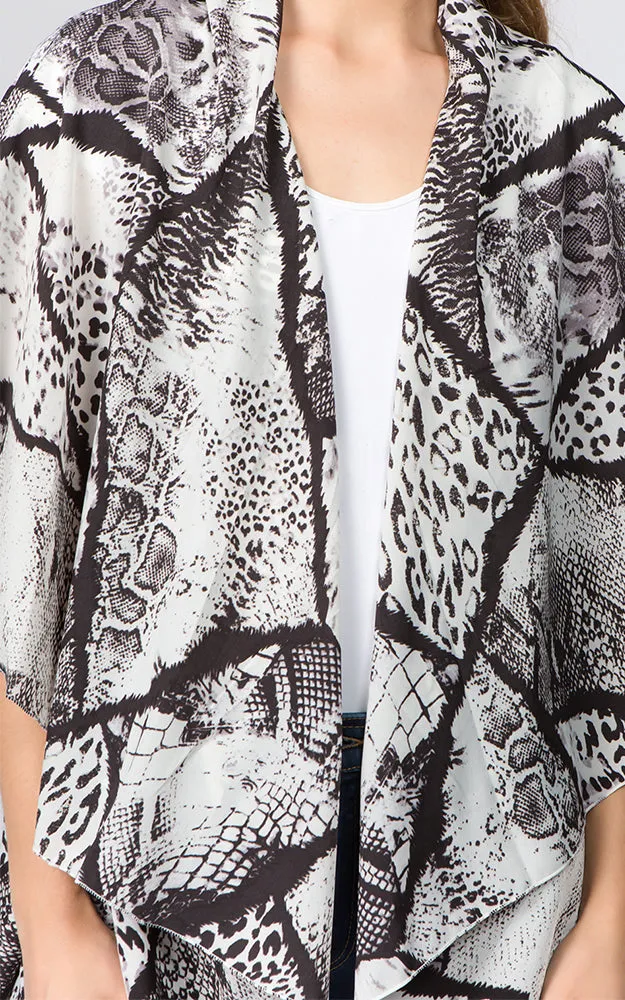 PN96B6 Geometric Print Multi Shawl Vest