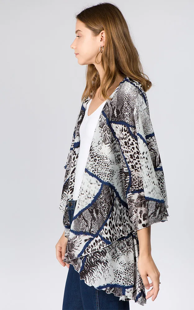 PN96B6 Geometric Print Multi Shawl Vest