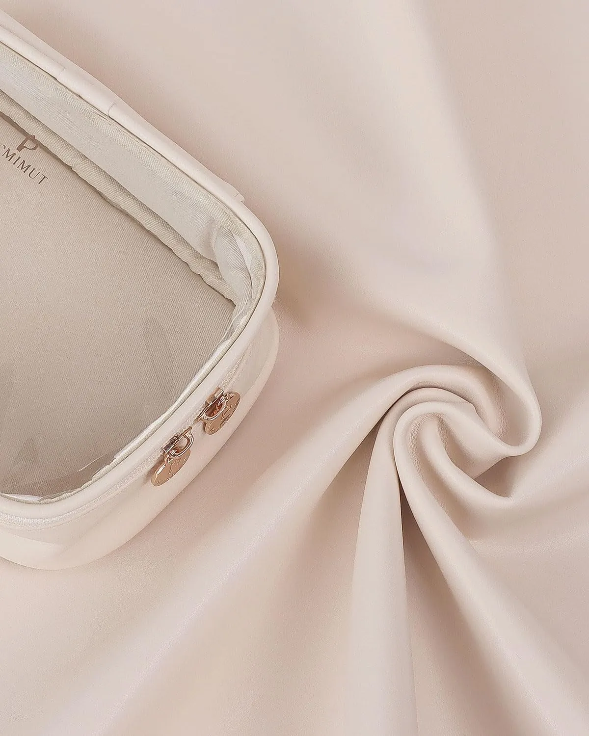 Pocmimut Makeup Bag,Small Makeup Bag and Clear Toiletry Bag,Makeup Case Pouches Car Accessories Storage for Women,Travel Essentials Organizers,Beige