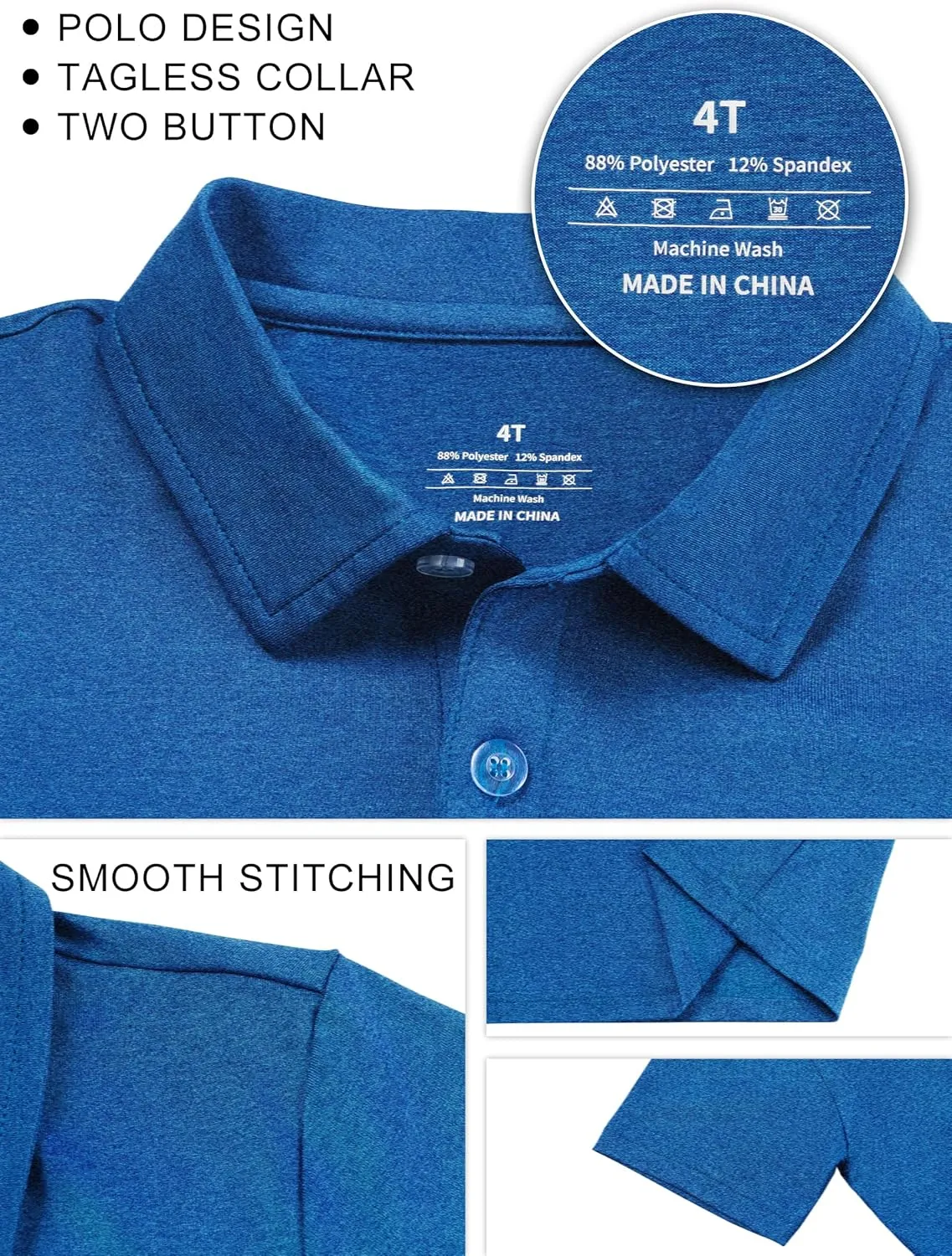 QBK Boys' Active Performance Golf Polo Shirts Kids Dry Fit School Uniform for Toddler to Youth