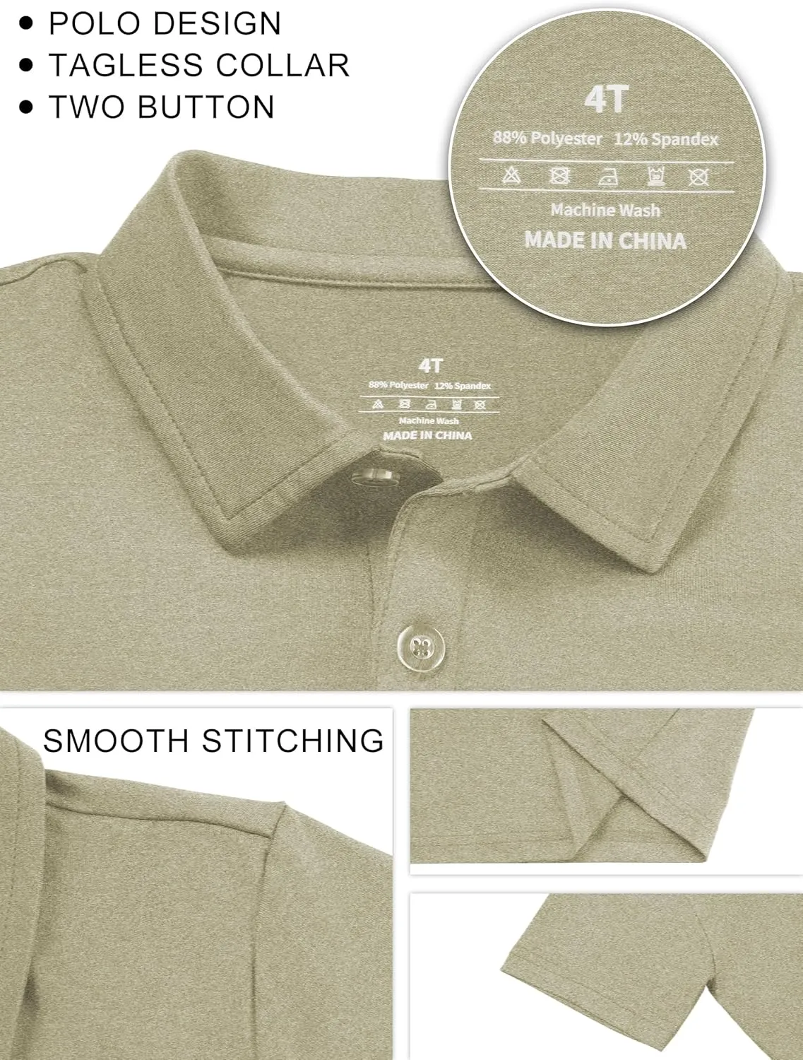 QBK Boys' Active Performance Golf Polo Shirts Kids Dry Fit School Uniform for Toddler to Youth