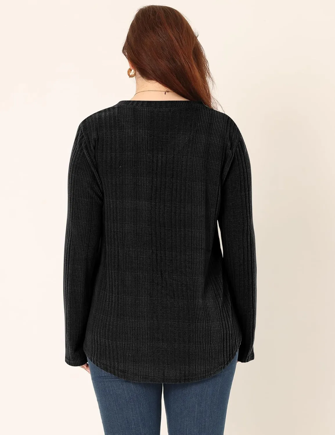Rapbin Plus Size Tops for Women Long Sleeve Shirts V Neck Sweater Floral Blouses 2024 XL-5XL
