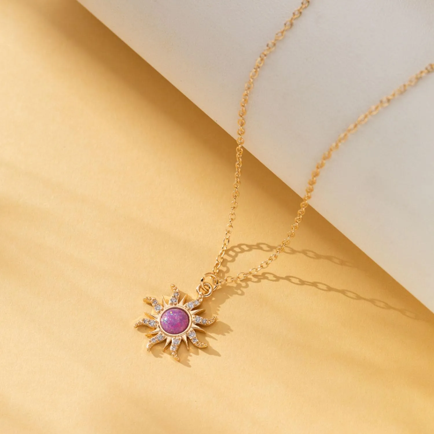 Rapunz Sun Necklace for Women Tangled Necklace Gold Sun Necklaces Opal Pendant Neckalces Healing Crystal Necklaces Christmas Trendy Jewelry