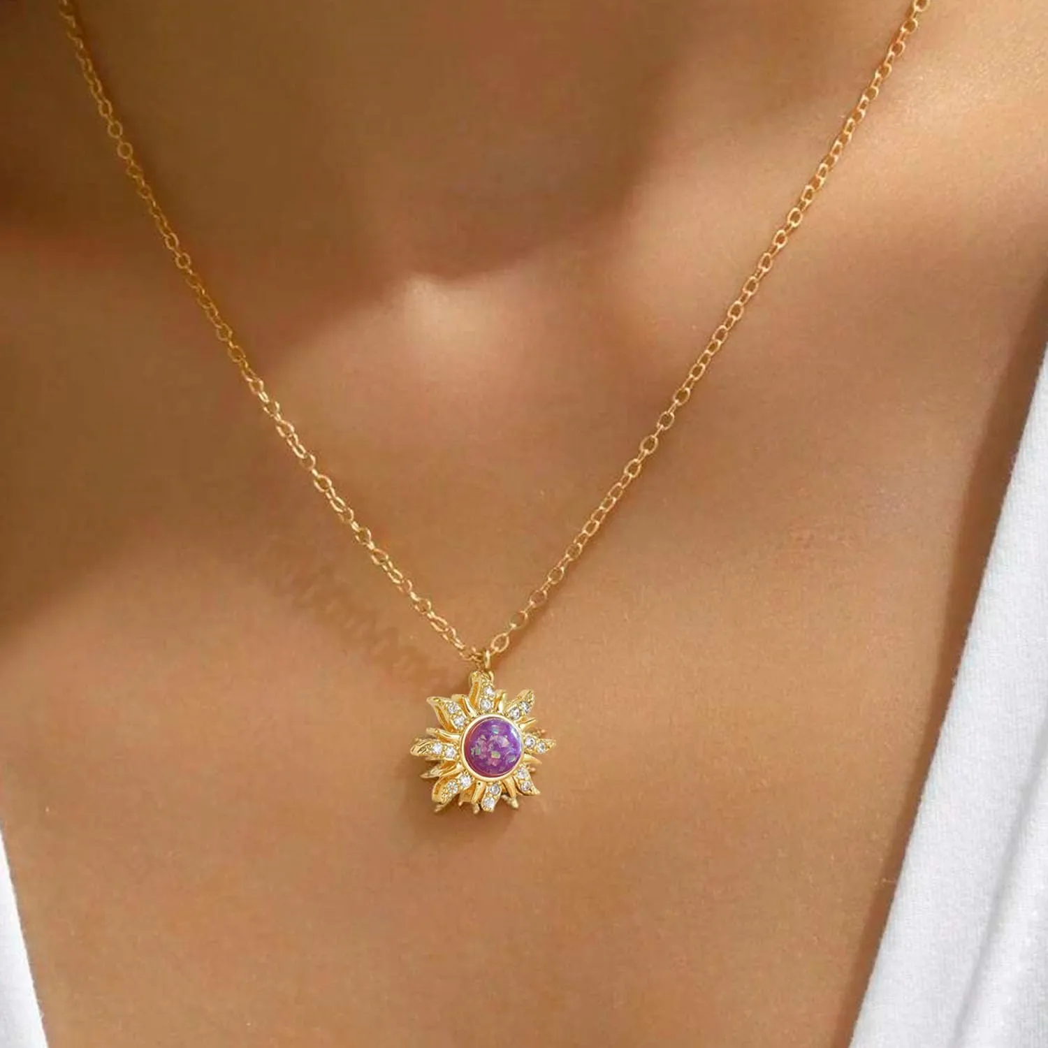 Rapunz Sun Necklace for Women Tangled Necklace Gold Sun Necklaces Opal Pendant Neckalces Healing Crystal Necklaces Christmas Trendy Jewelry