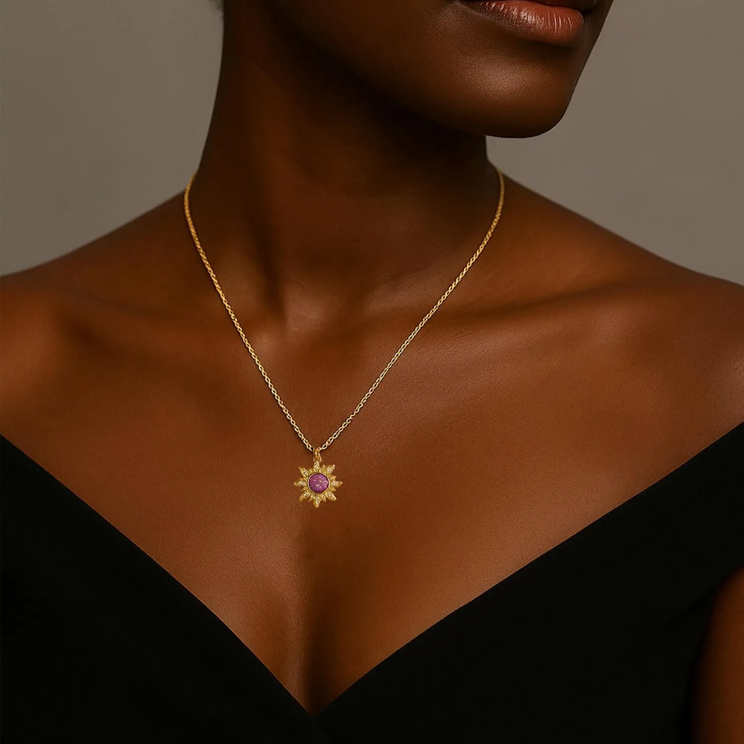Rapunz Sun Necklace for Women Tangled Necklace Gold Sun Necklaces Opal Pendant Neckalces Healing Crystal Necklaces Christmas Trendy Jewelry