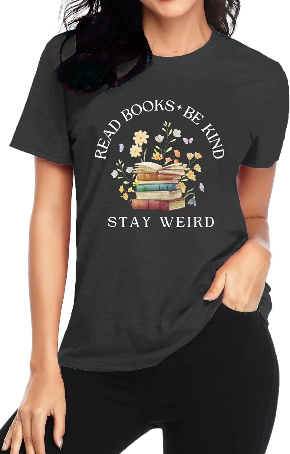 Read Shirt for Womens Read Books Be Kind Stay Weird Print Tshirt Funny Bookworm T-Shirt Read Tee