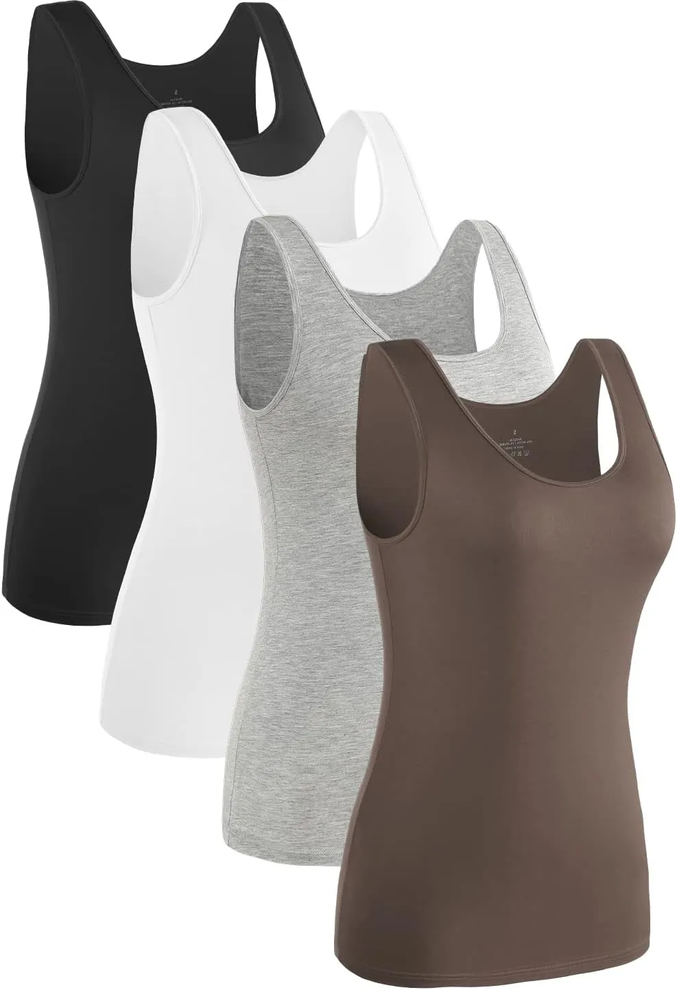 Rosyline 4 Piece Women Tank Tops Basic Sleeveless Undershirt Layering Tanks