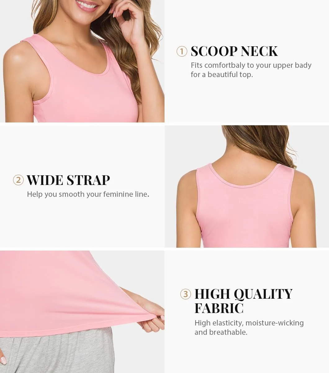 Rosyline 4 Piece Women Tank Tops Basic Sleeveless Undershirt Layering Tanks
