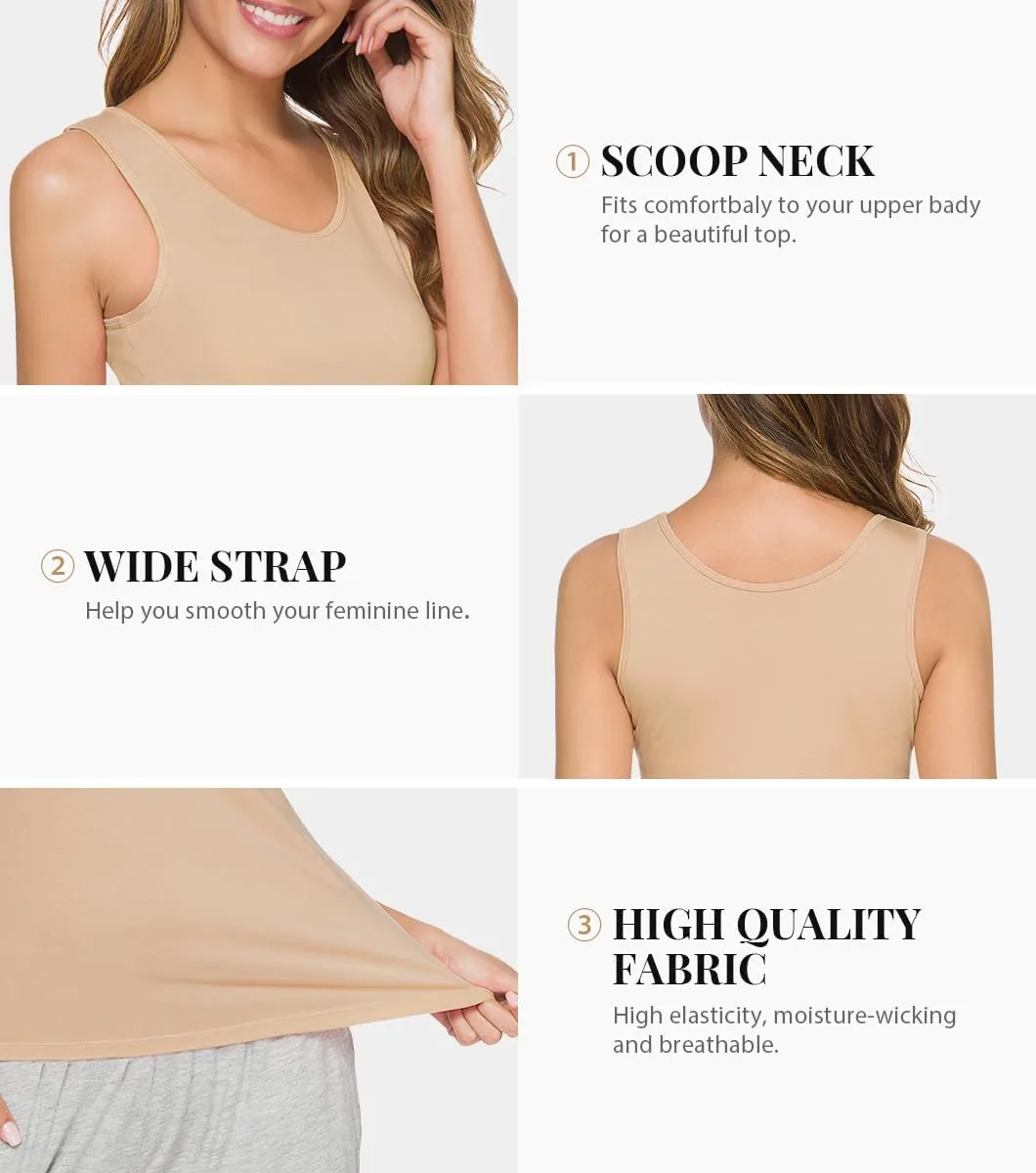Rosyline 4 Piece Women Tank Tops Basic Sleeveless Undershirt Layering Tanks