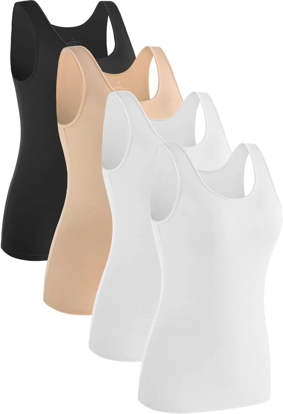 Rosyline 4 Piece Women Tank Tops Basic Sleeveless Undershirt Layering Tanks
