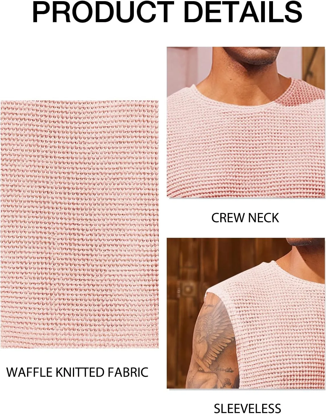 Runcati Mens Waffle Tank Tops Sleeveless T-Shirts Athletic Muscle Summer Beach Hippie Shirts