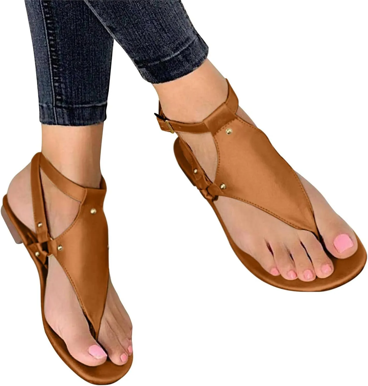 Sandals for Women Dressy Summer, Toe Ring Thong Sandals Lightweight, Hoop and Loop Flat Flip Flops, Summer Hollow Out Shoes, Comfortable Casual Flats 2025 Fashion Trends