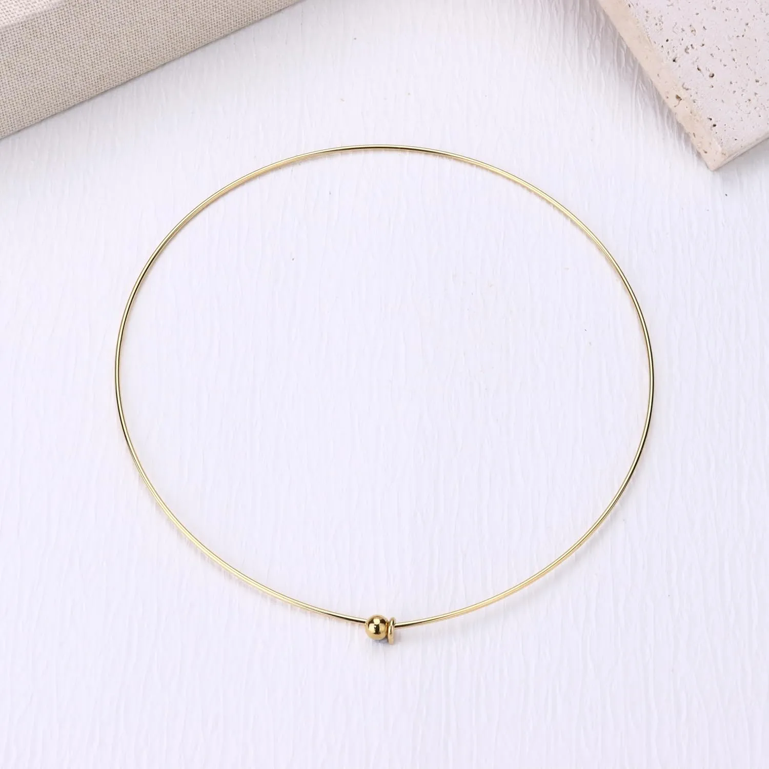 Sanfenly Choker Collar for Women 14K Gold Plated Silver Stainless Steel Metal Collar Choker Necklace Statement Open Cuff Bangle Necklace for Women