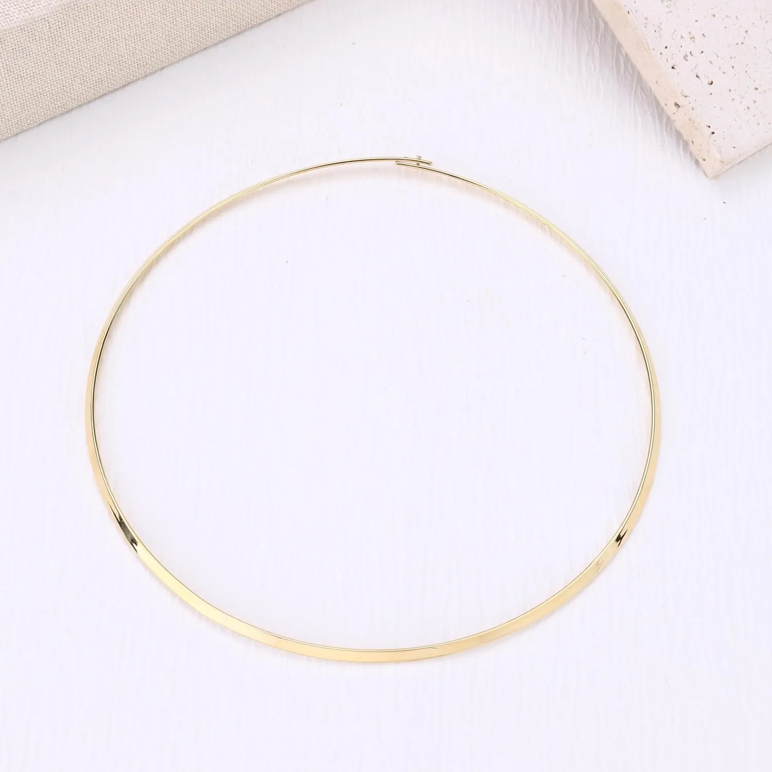 Sanfenly Choker Collar for Women 14K Gold Plated Silver Stainless Steel Metal Collar Choker Necklace Statement Open Cuff Bangle Necklace for Women