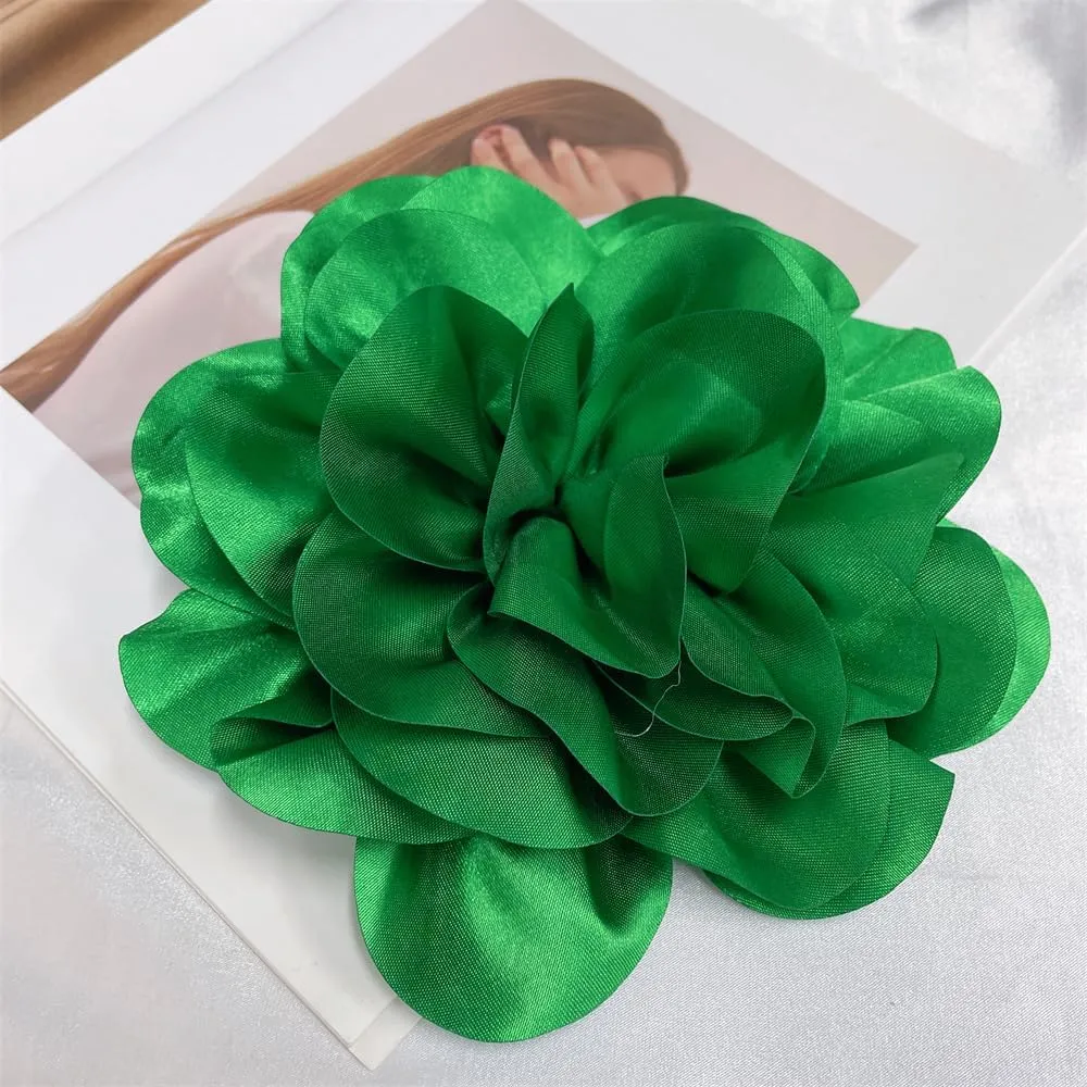 Satin Fabric Rose Flower Extra Large Big Brooches Lapel Pins Silk Camellia Oversized Pin for Women Wedding Party Dance Banquet Dresses Suit Clothes Accessories Jewelry Gifts 7.5in
